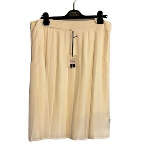 Edward Achour Paris Knee Length Chiffon Pleated Skirt - Ivory sz 46